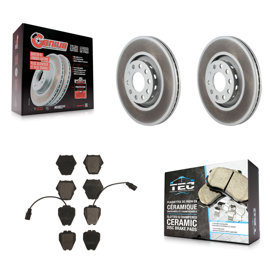 Front Coated Disc Brake Rotors And Ceramic Pads Kit For Audi A8 Quattro KGT-100252