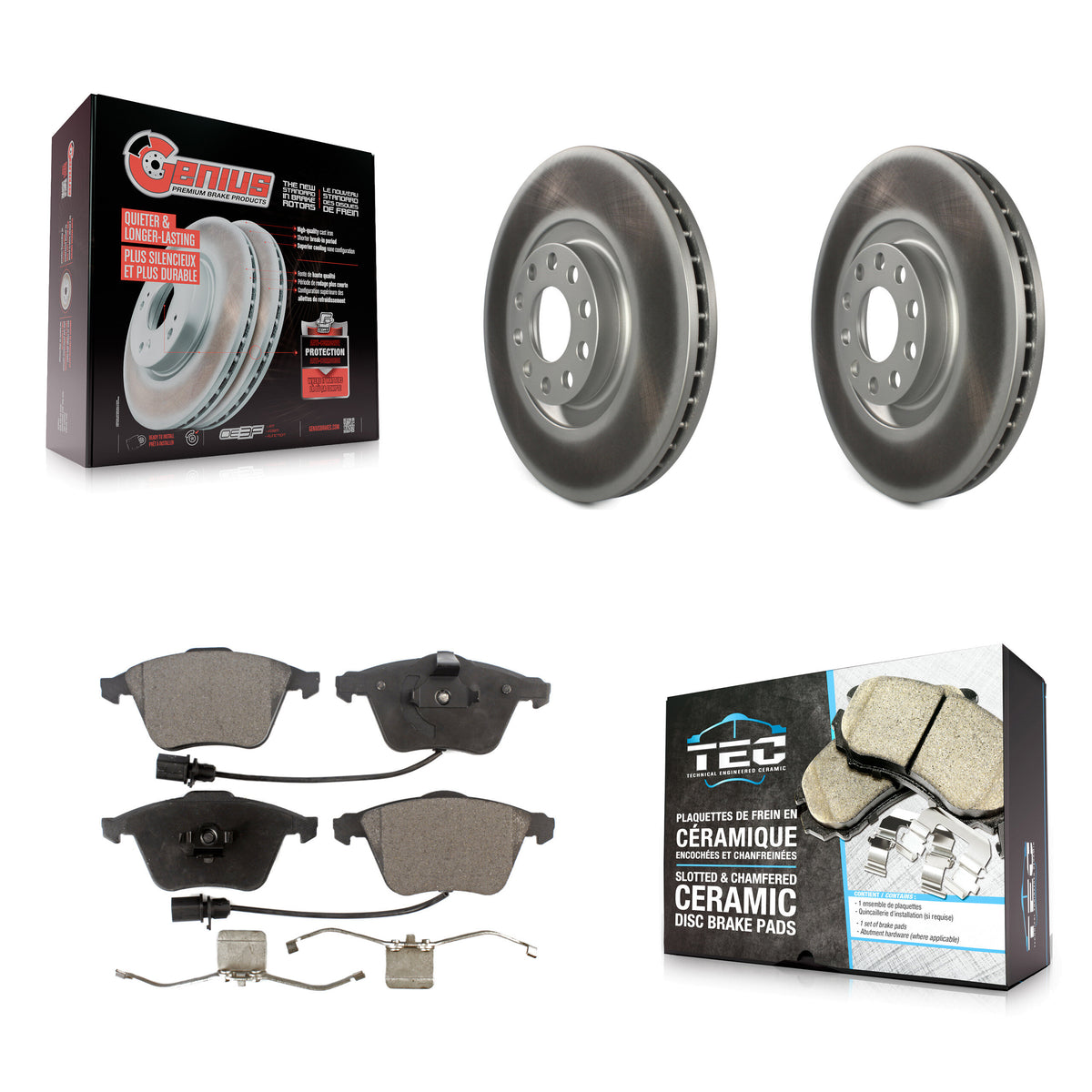 Front Coated Disc Brake Rotors And Ceramic Pads Kit For Audi A4 Quattro KGT-100255