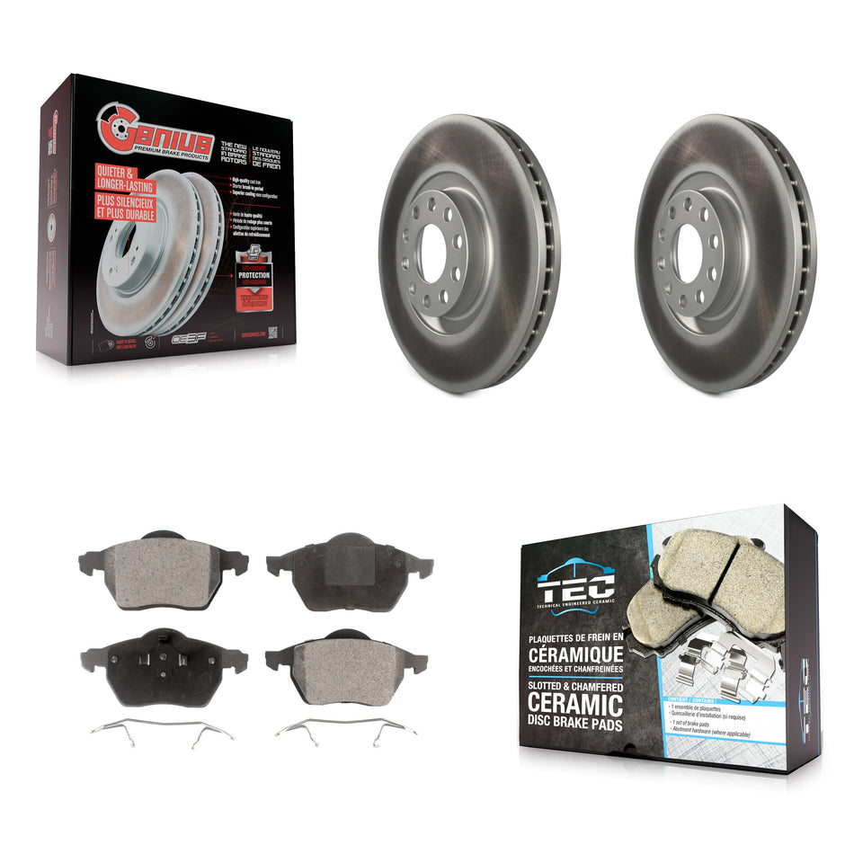 Front Coated Disc Brake Rotors And Ceramic Pads Kit For Audi A6 Quattro S4 KGT-100256