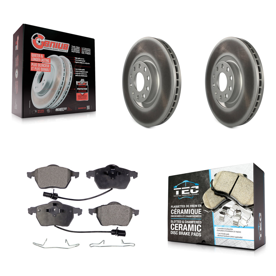Front Coated Disc Brake Rotors And Ceramic Pads Kit For Audi A6 Quattro S4 KGT-100257