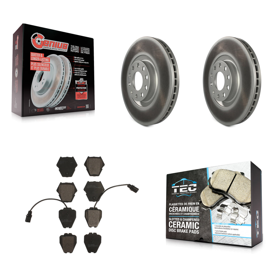 Front Coated Disc Brake Rotors And Ceramic Pads Kit For Audi A4 Quattro S4 A6 S6 KGT-100258