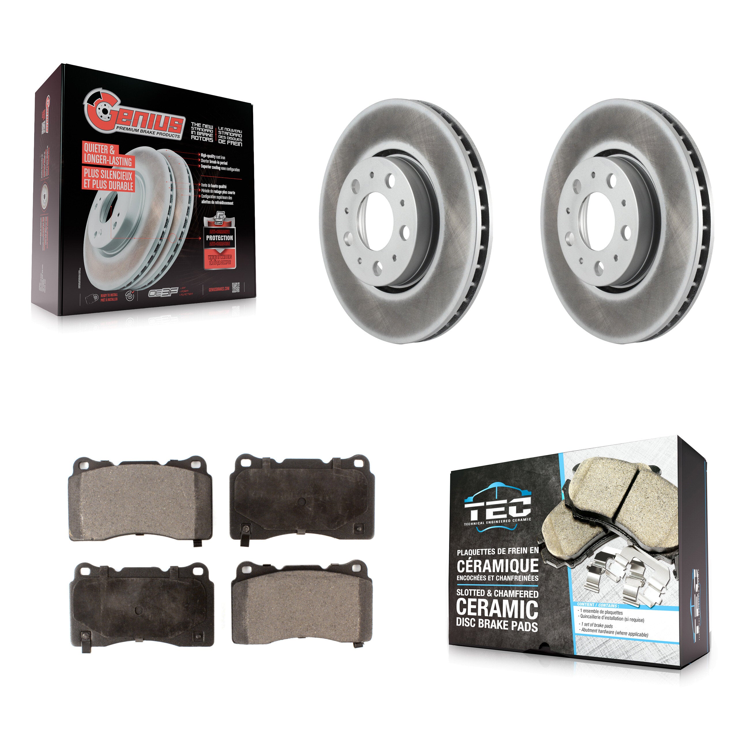 Front Coated Brake Rotors Ceramic Pad Kit For Volvo V70 R With 286mm Diameter Rotor KGT-100263