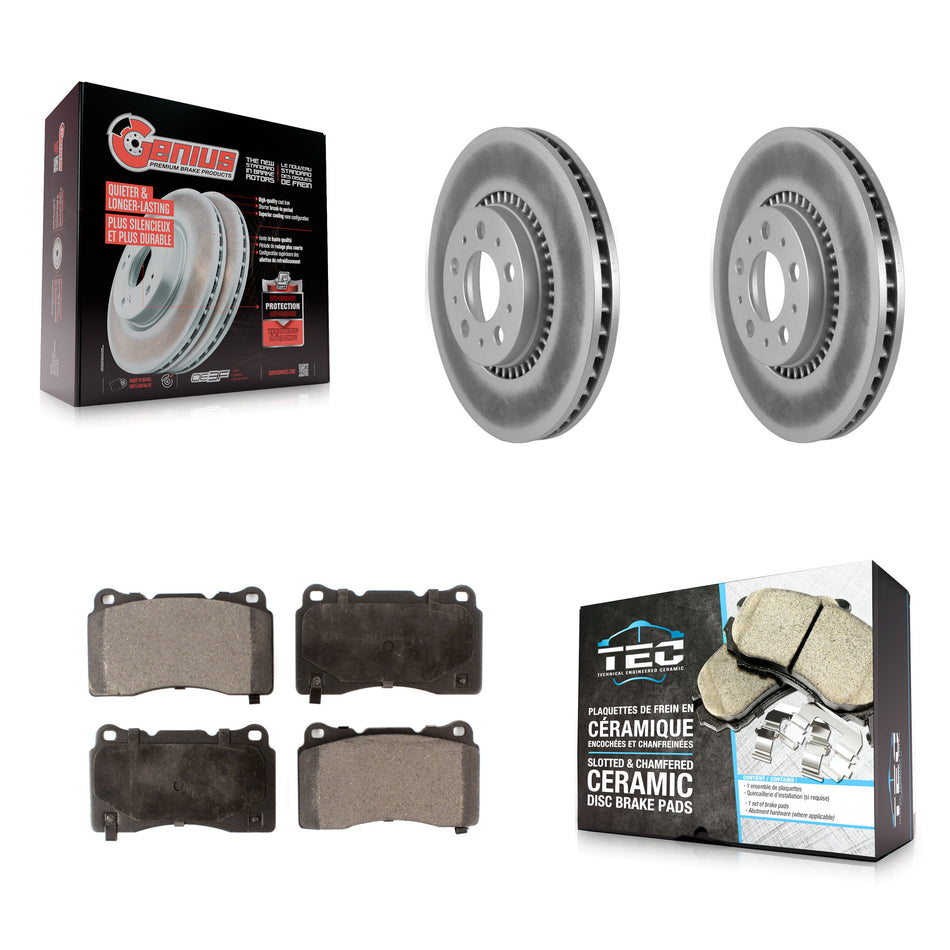 Front Coated Brake Rotors Ceramic Pad Kit For Volvo V70 R With 305mm Diameter Rotor KGT-100265