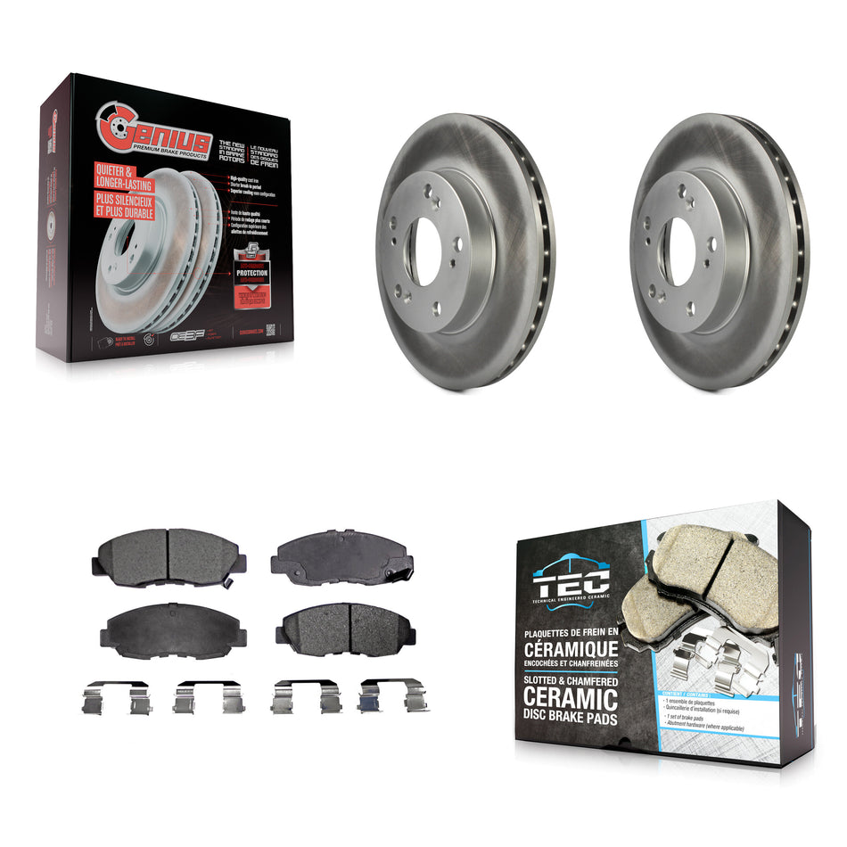 Front Coated Disc Brake Rotors And Ceramic Pads Kit For Honda Civic KGT-100269