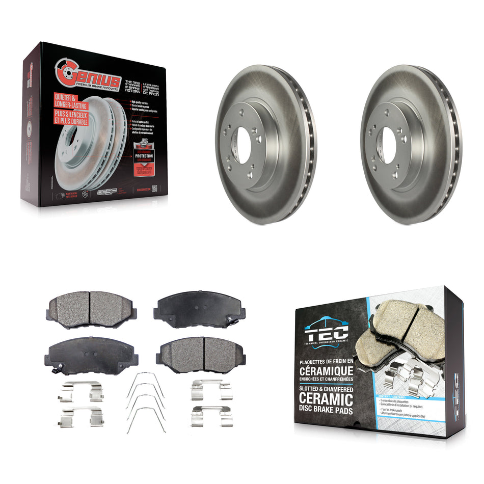 Front Coated Disc Brake Rotors And Ceramic Pads Kit For 2002-2004 Honda CR-V KGT-100272