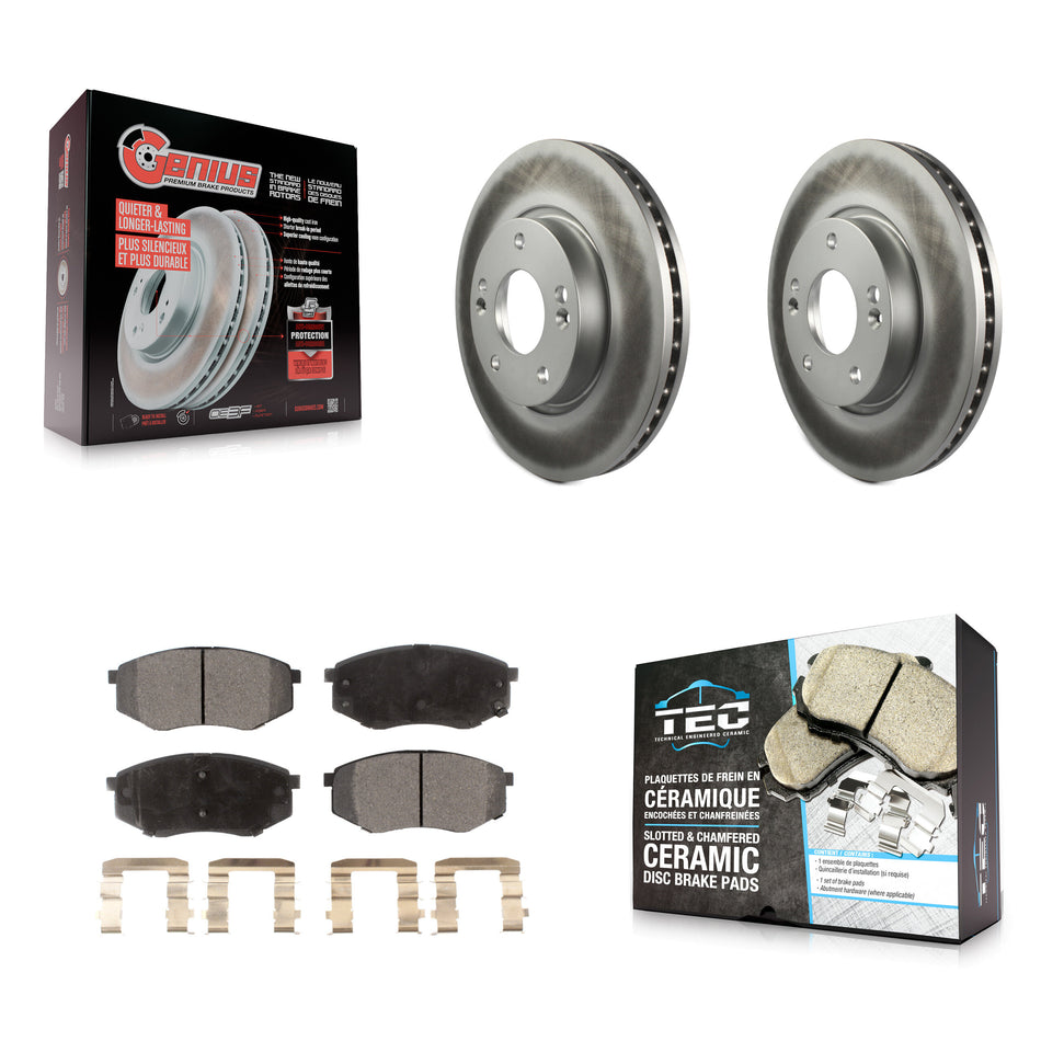 Front Coated Disc Brake Rotors And Ceramic Pads Kit For Hyundai Tucson Kia Sportage FWD KGT-100279