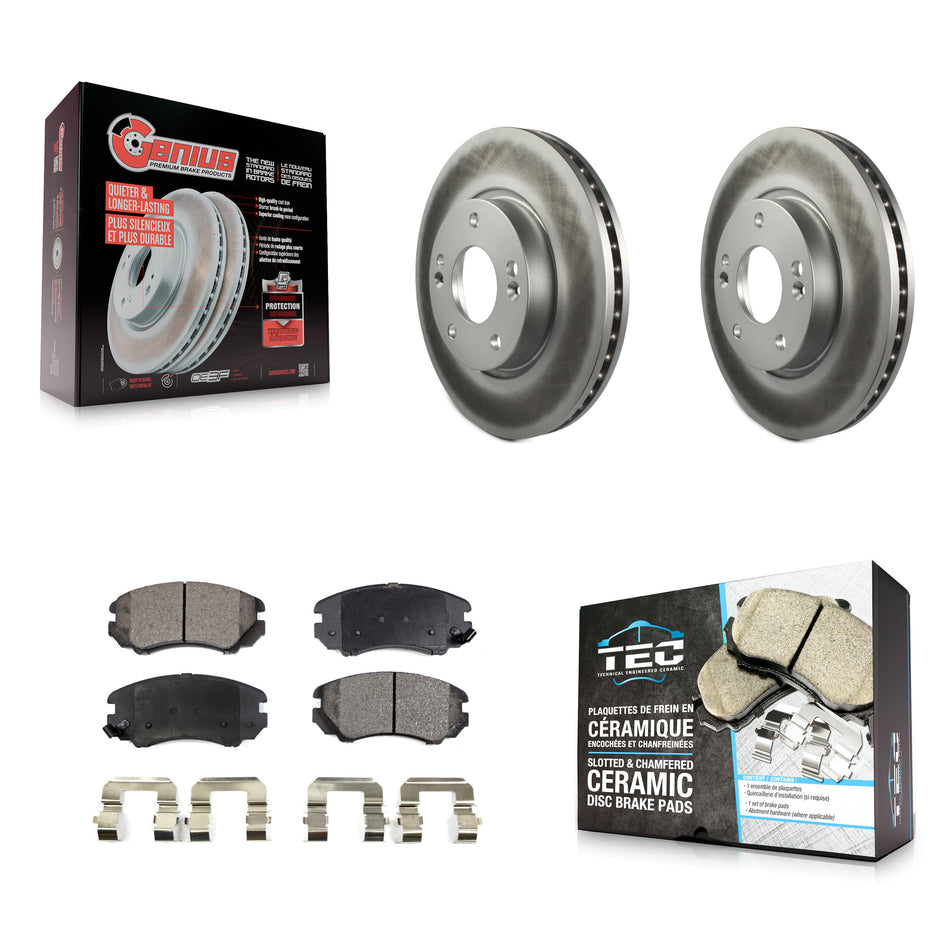 Front Coat Brake Rotor Ceramic Pad Kit For Hyundai Kia Sonata Tucson Soul Sportage Optima KGT-100281