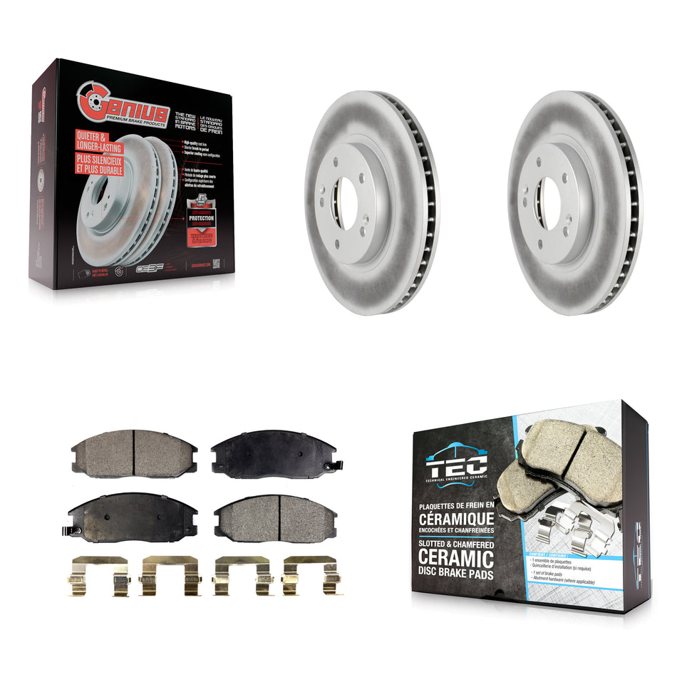 Front Coated Disc Brake Rotors And Ceramic Pads Kit For Hyundai Santa Fe KGT-100283