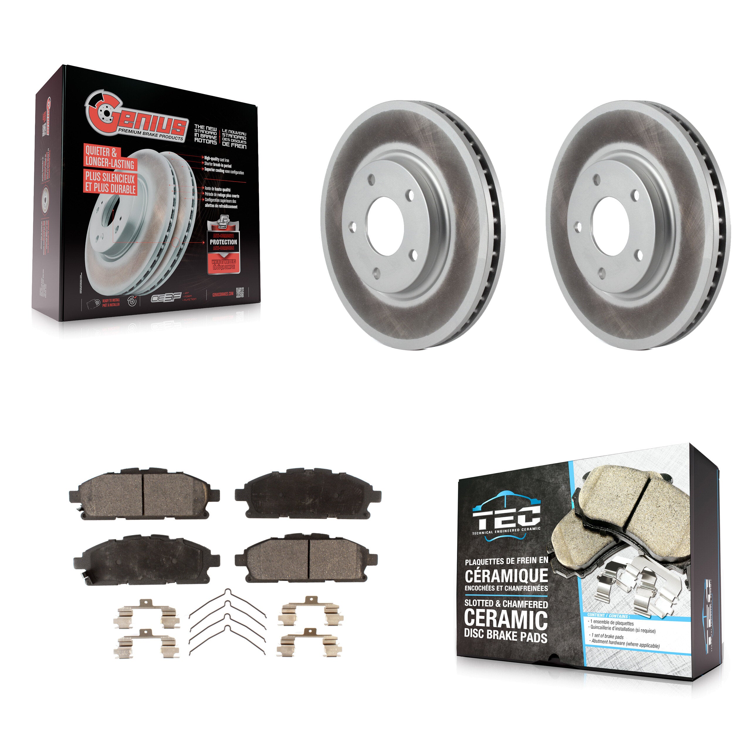 Front Coated Disc Brake Rotors And Ceramic Pads Kit For 2011-2017 Nissan Quest KGT-100289