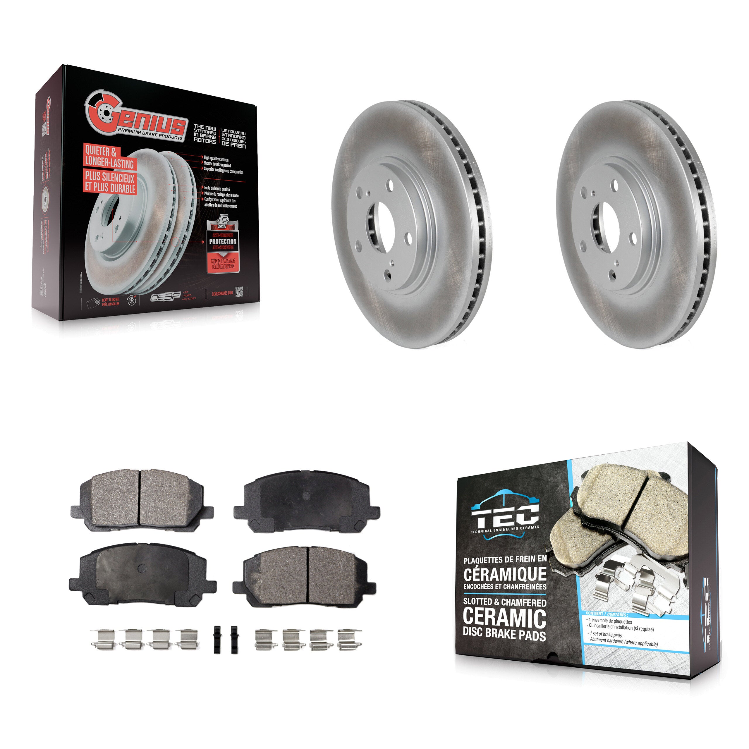 Front Coated Disc Brake Rotors And Ceramic Pads Kit For Toyota Highlander KGT-100299