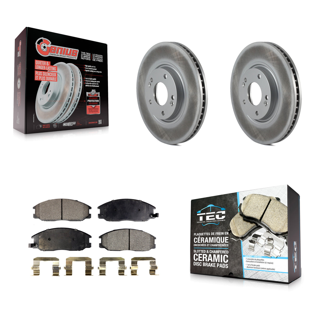 Front Coated Disc Brake Rotors And Ceramic Pads Kit For Kia Amanti Hyundai XG350 KGT-100311