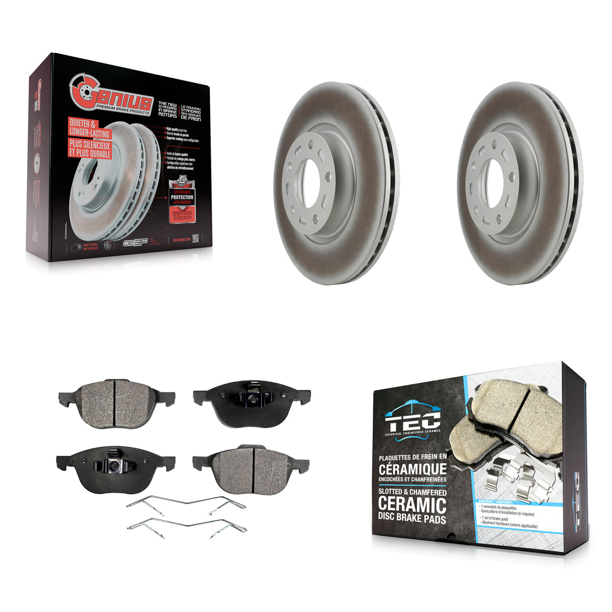 Front Coated Disc Brake Rotors And Ceramic Pads Kit For Mazda 3 5 Sport KGT-100313