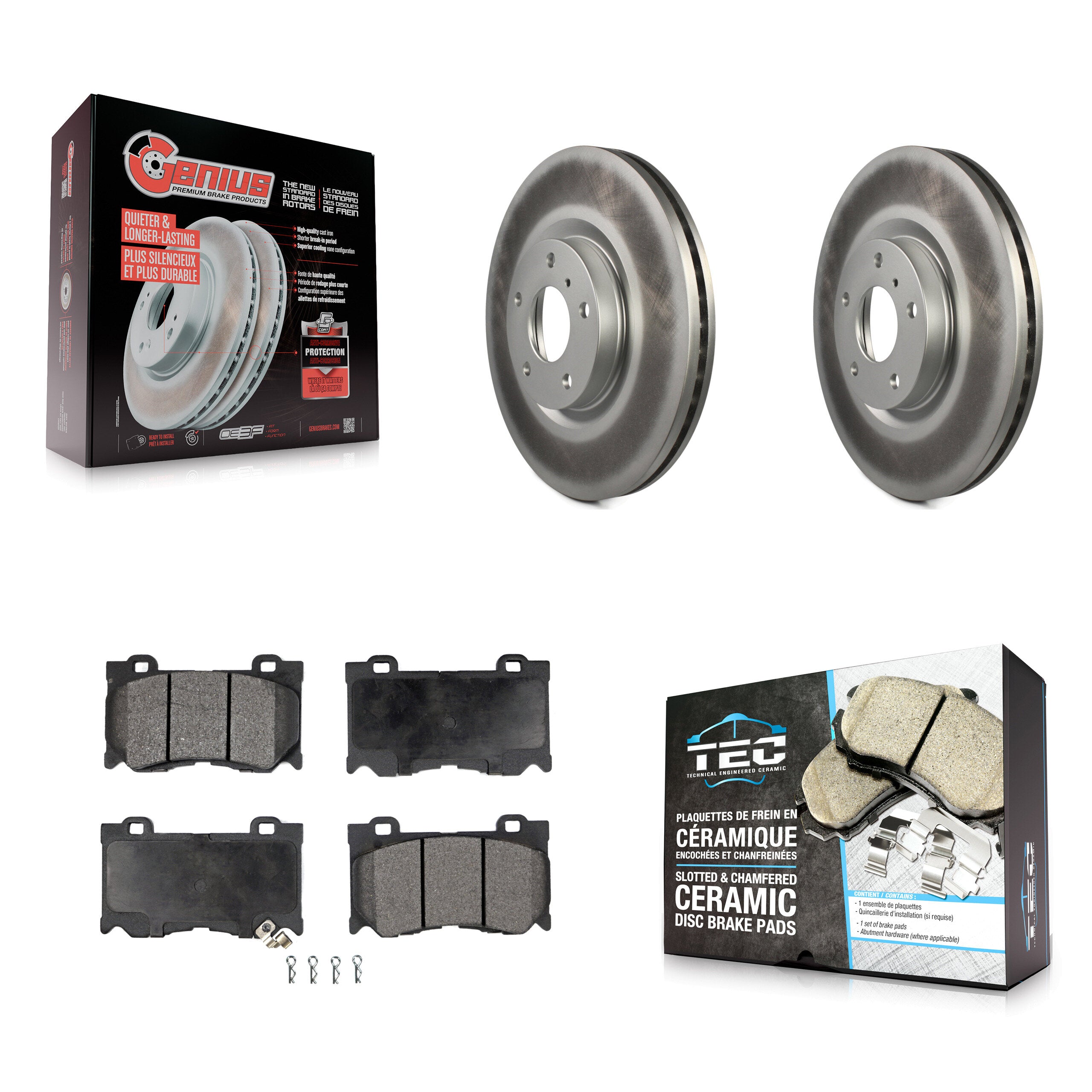 Front Coat Brake Rotors Ceramic Pad Kit For 2009-2013 INFINITI G37 AWD With Brembo Brakes KGT-100317