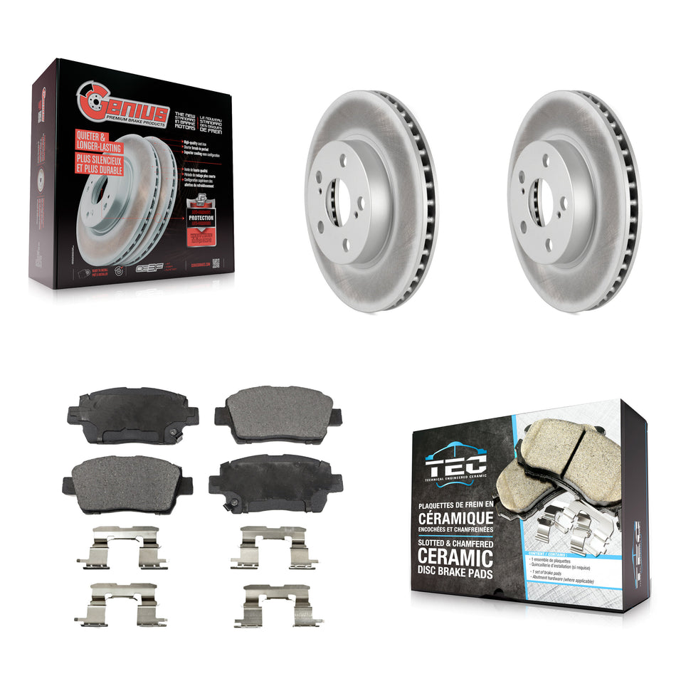 Front Coated Disc Brake Rotors And Ceramic Pads Kit For 2004-2009 Toyota Prius KGT-100320
