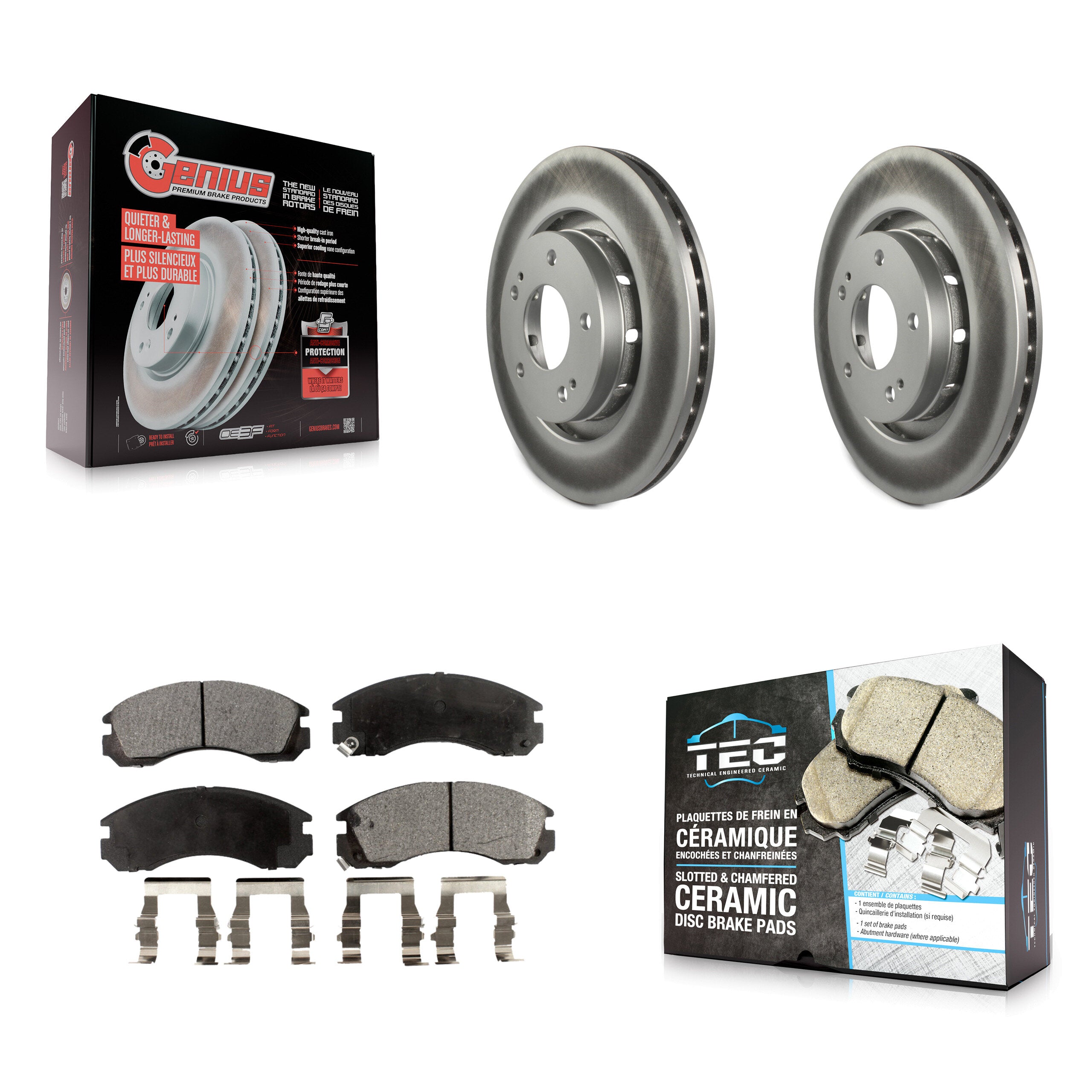 Front Coated Disc Brake Rotors And Ceramic Pads Kit For Mitsubishi Outlander PHEV Lancer KGT-100334