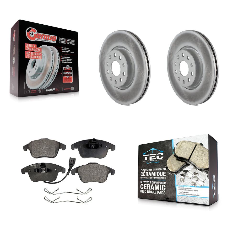 Front Coat Disc Brake Rotors Ceramic Pad Kit For Volkswagen Tiguan Passat Audi Q3 Quattro KGT-100346