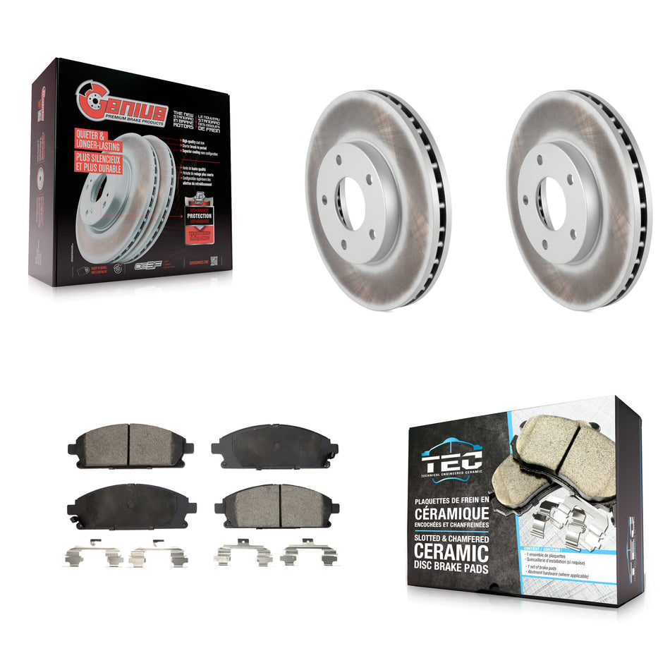 Front Coated Disc Brake Rotors And Ceramic Pads Kit For 2004-2006 Nissan X-Trail KGT-100349