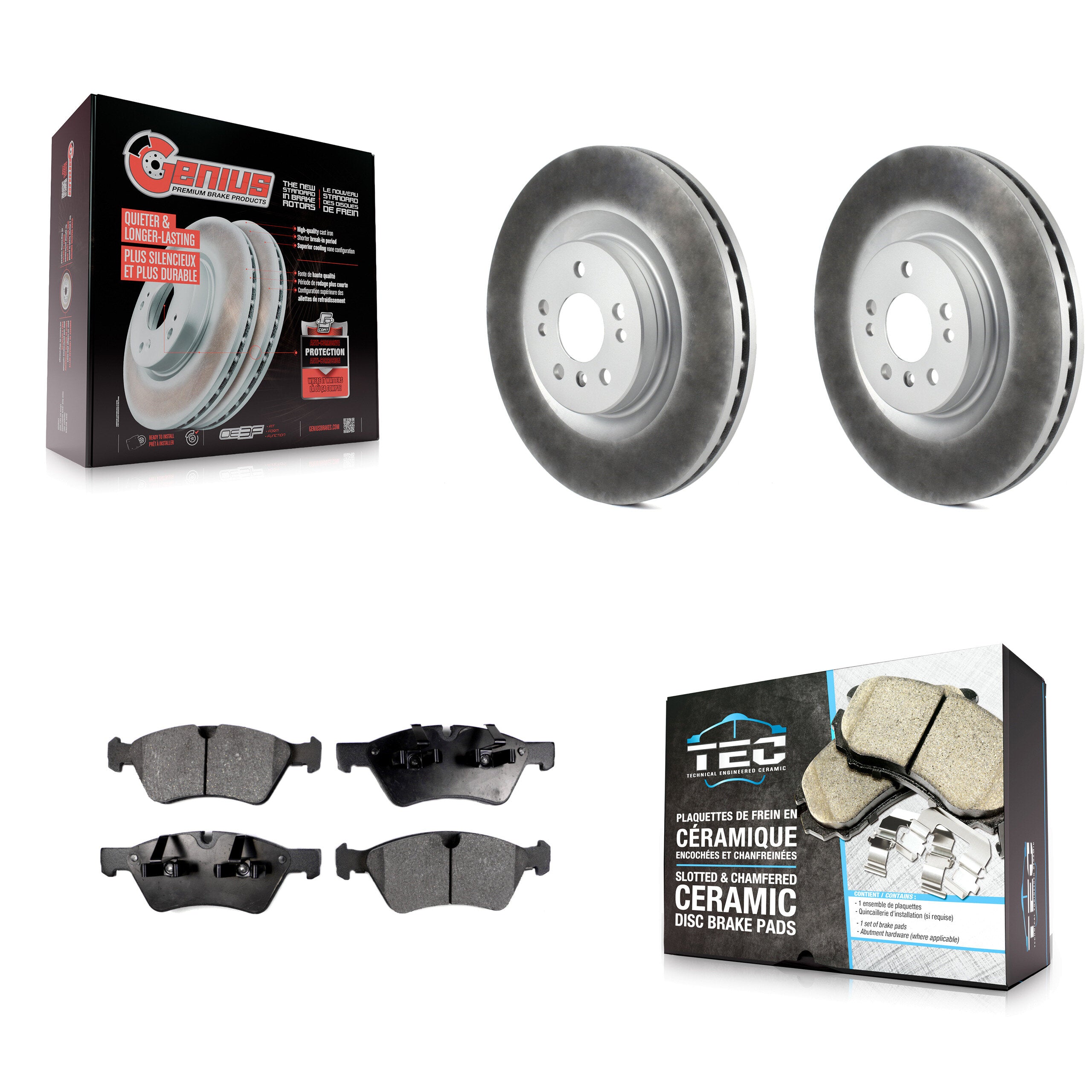 Front Coat Brake Rotor Ceramic Pad Kit For Mercedes-Benz ML350 ML320 GL350 R350 GL320 G55 KGT-100354