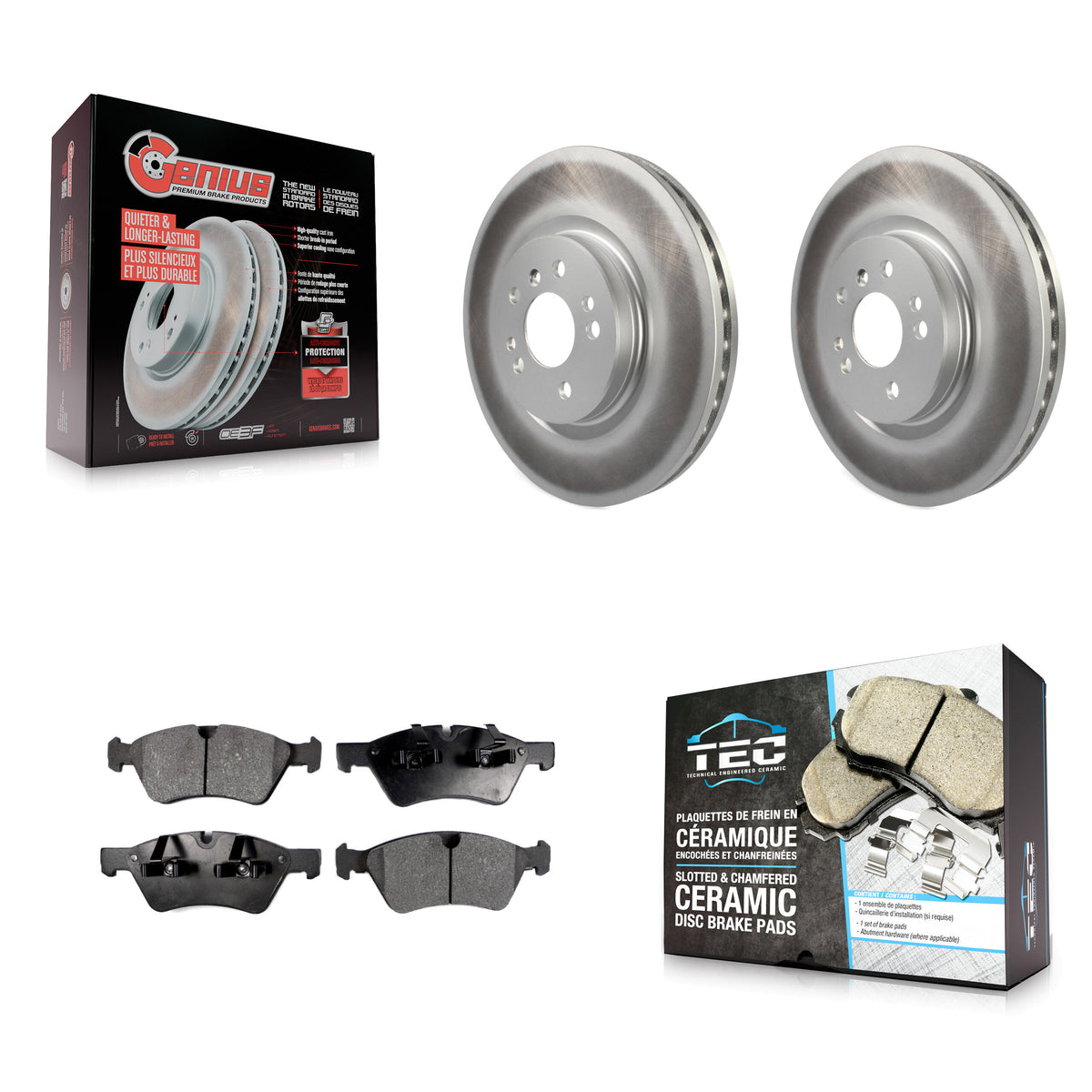 Front Coat Brake Rotor Ceramic Pad Kit For Mercedes-Benz ML350 ML320 R350 ML500 R320 R500 KGT-100355