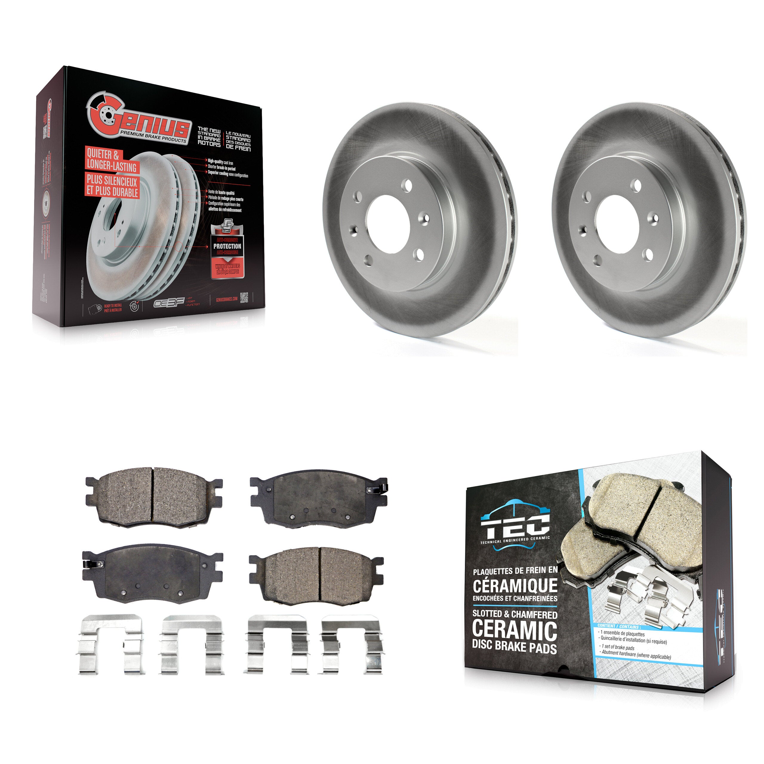 Front Coated Disc Brake Rotors And Ceramic Pads Kit For Hyundai Accent Kia Rio Rio5 KGT-100356