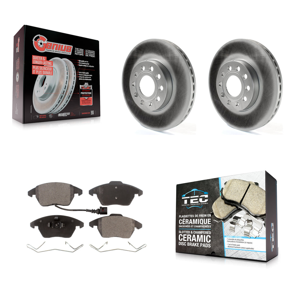 Front Coated Brake Rotor Ceramic Pad Kit For Volkswagen Jetta Golf Beetle Rabbit Audi Eos KGT-100358