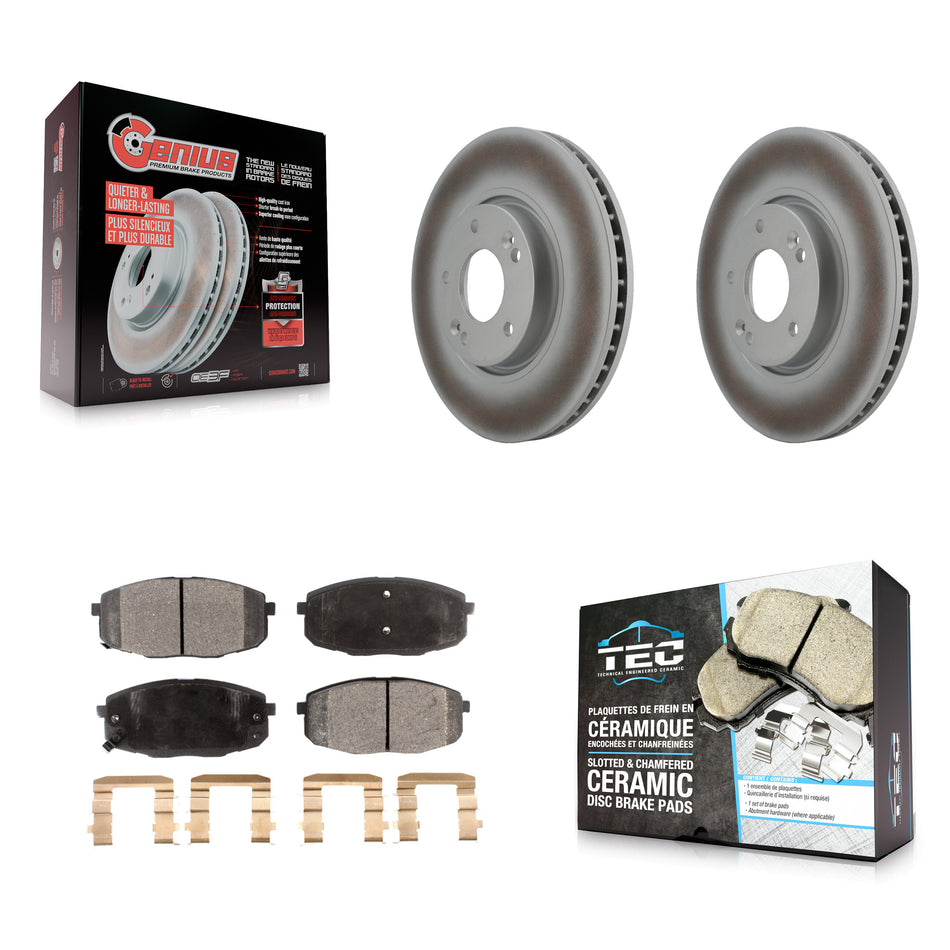 Front Coated Disc Brake Rotors And Ceramic Pads Kit For Kia Forte Koup Forte5 KGT-100361