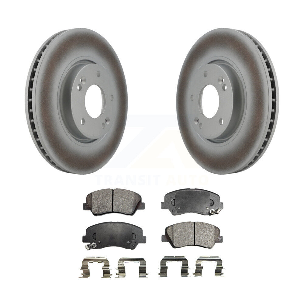 Front Coat Brake Rotor Ceramic Pad Kit For 2014 Kia Forte With 300mm Diameter KGT-100366