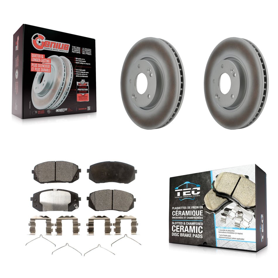 Front Coated Disc Brake Rotors And Ceramic Pads Kit For Hyundai Sonata KGT-100368