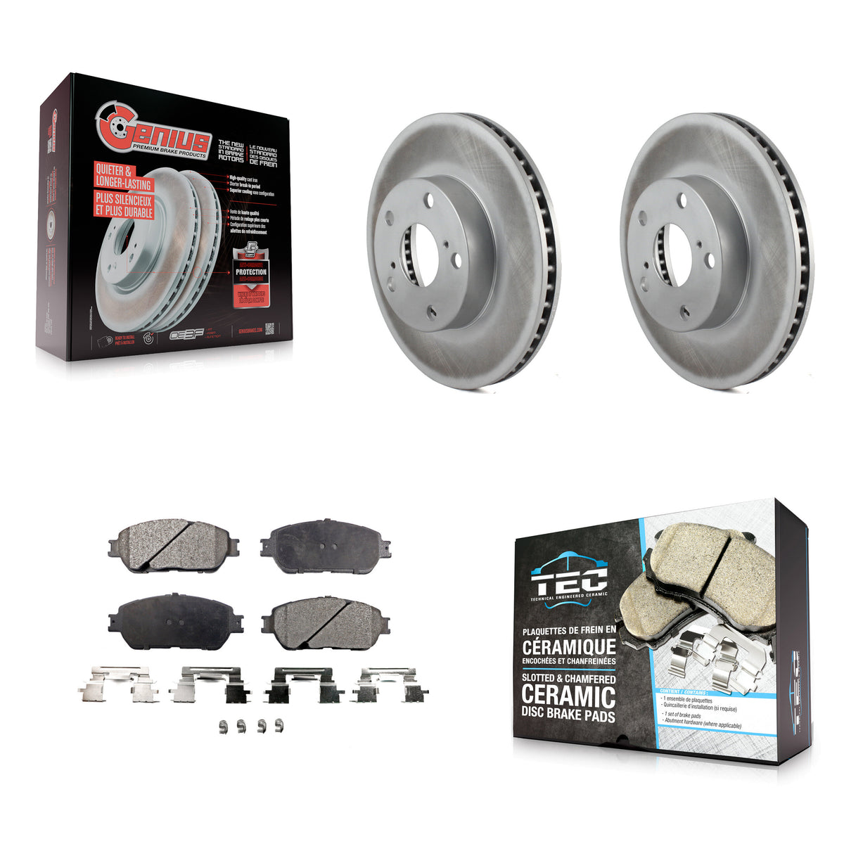 Front Coat Disc Brake Rotor Ceramic Pad Kit For 2005-2015 Toyota Tacoma With 5 Lug Wheels KGT-100372