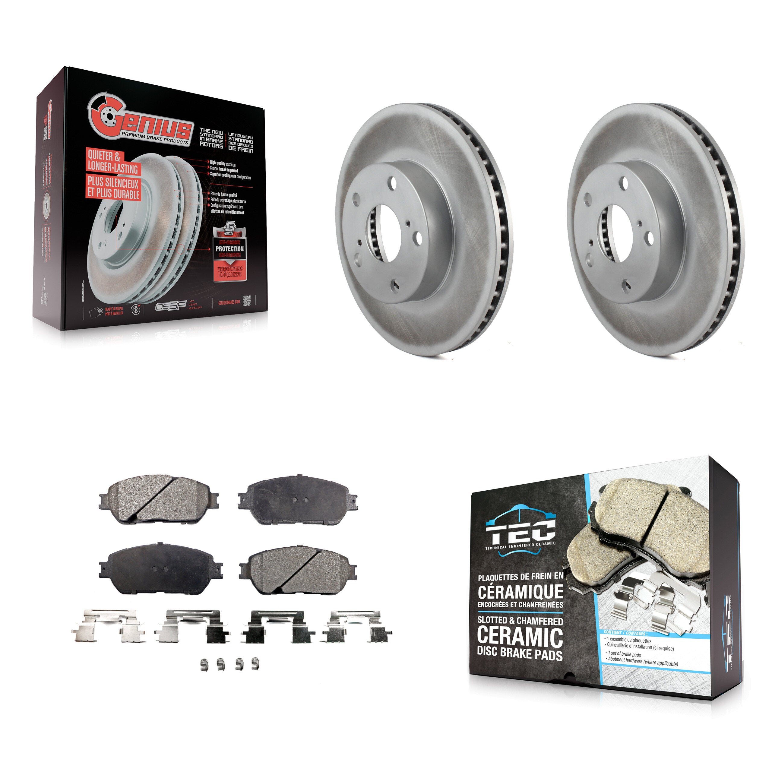Front Coat Disc Brake Rotor Ceramic Pad Kit For 2005-2015 Toyota Tacoma With 5 Lug Wheels KGT-100372