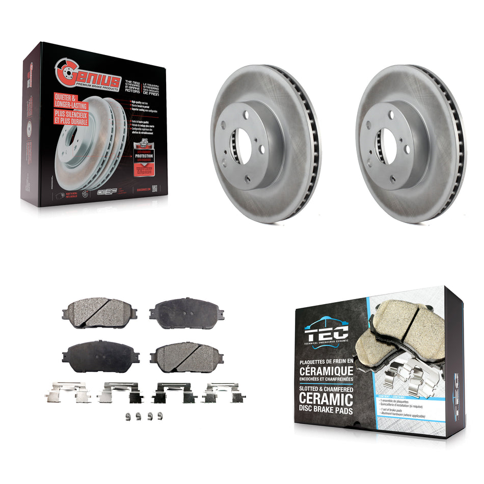 Front Coat Disc Brake Rotor Ceramic Pad Kit For 2005-2015 Toyota Tacoma With 5 Lug Wheels KGT-100372