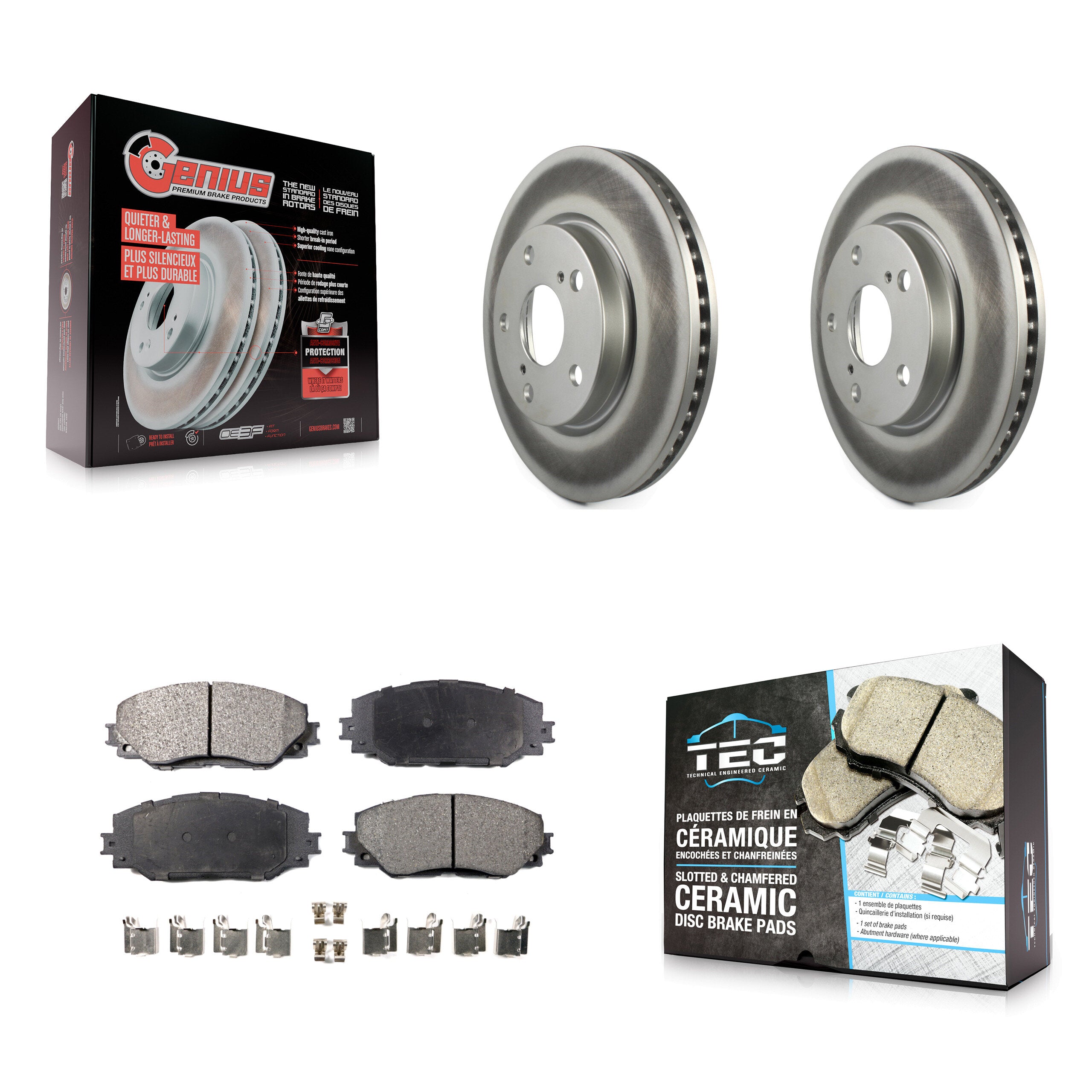 Front Coat Disc Brake Rotor Ceramic Pad Kit For Toyota RAV4 Prius V Scion xB Lexus HS250h KGT-100380