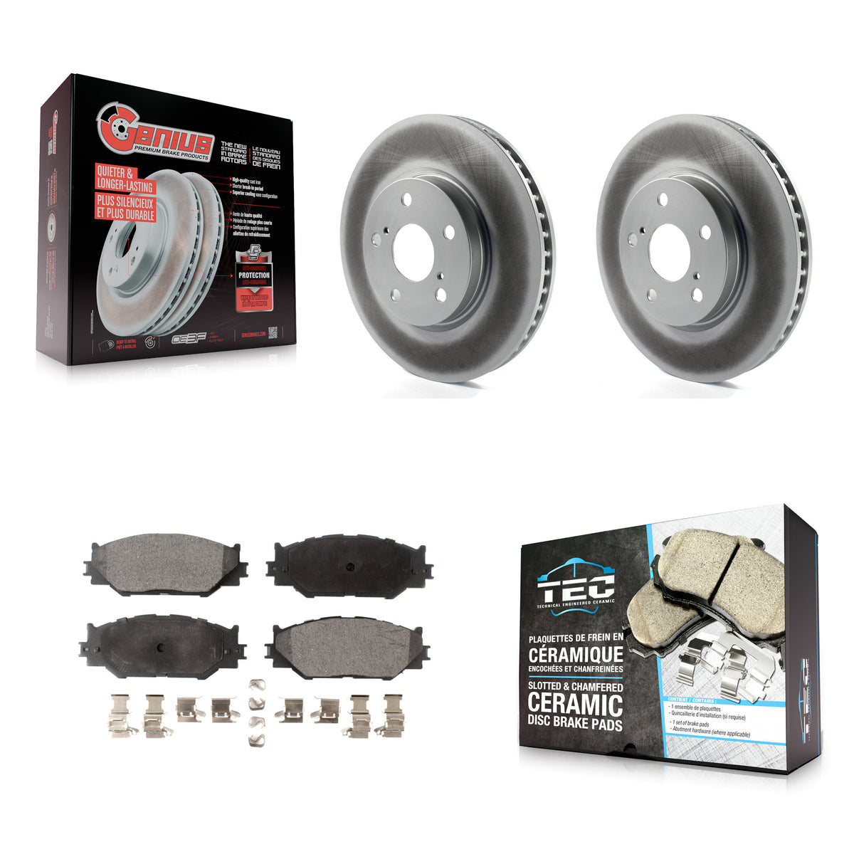 Front Coated Disc Brake Rotors And Ceramic Pads Kit For Lexus IS250 KGT-100384