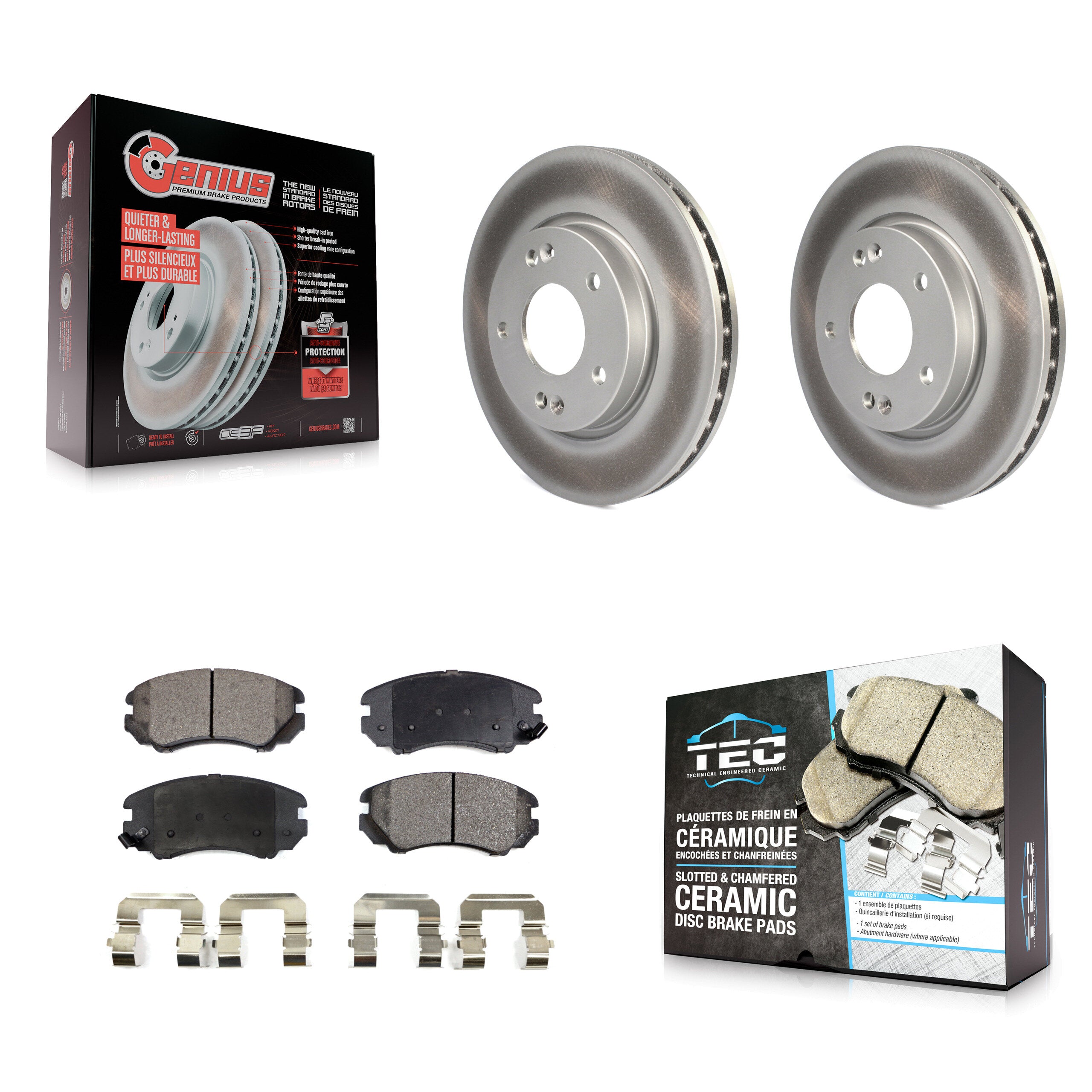 Front Coated Disc Brake Rotors And Ceramic Pads Kit For Hyundai Elantra KGT-100385