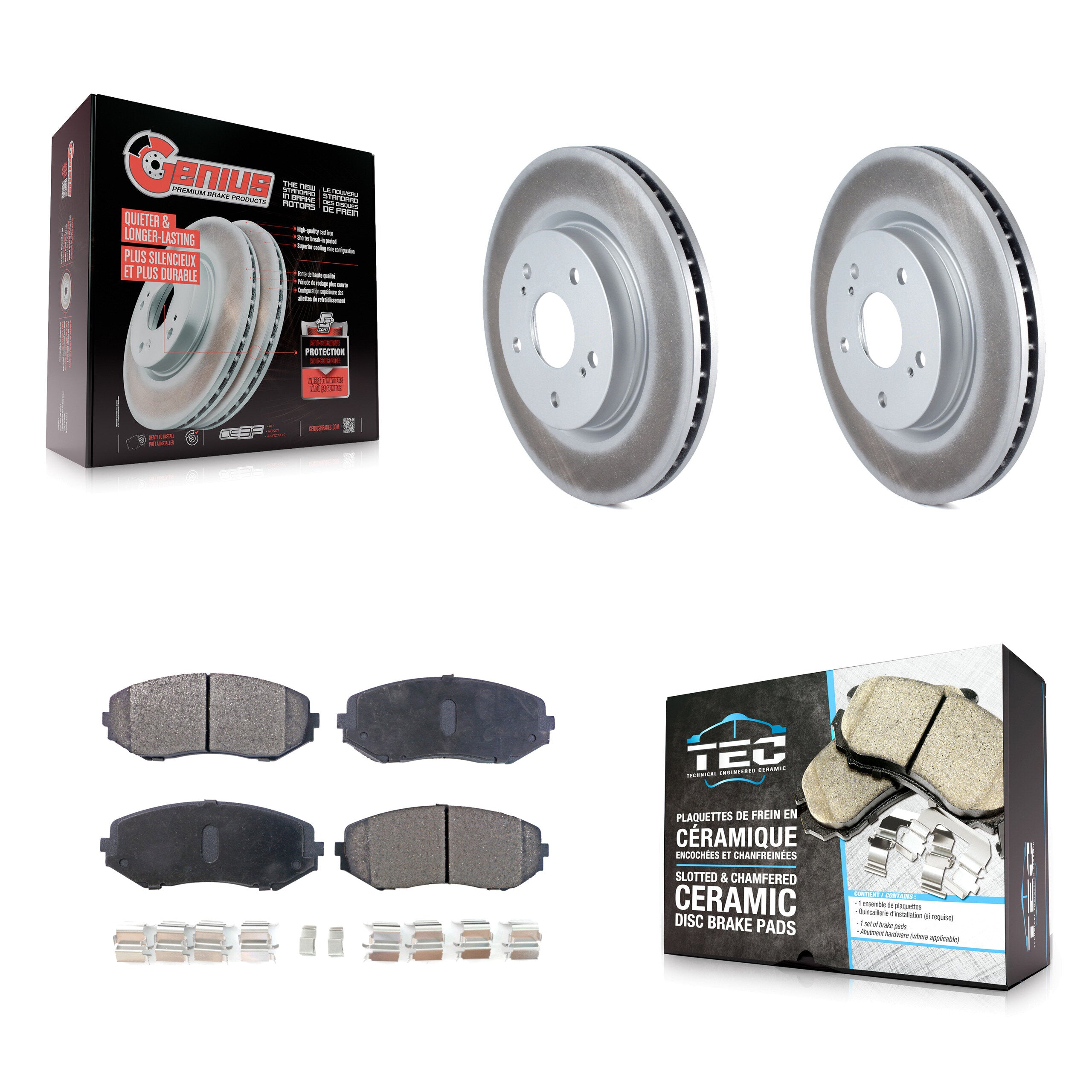 Front Coated Disc Brake Rotors And Ceramic Pads Kit For 2006-2013 Suzuki Grand Vitara KGT-100386