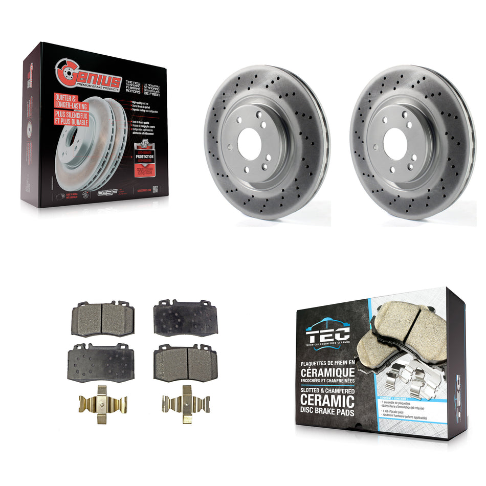 Front Coated Disc Brake Rotors And Ceramic Pads Kit For Mercedes-Benz C230 SLK350 C320 KGT-100389