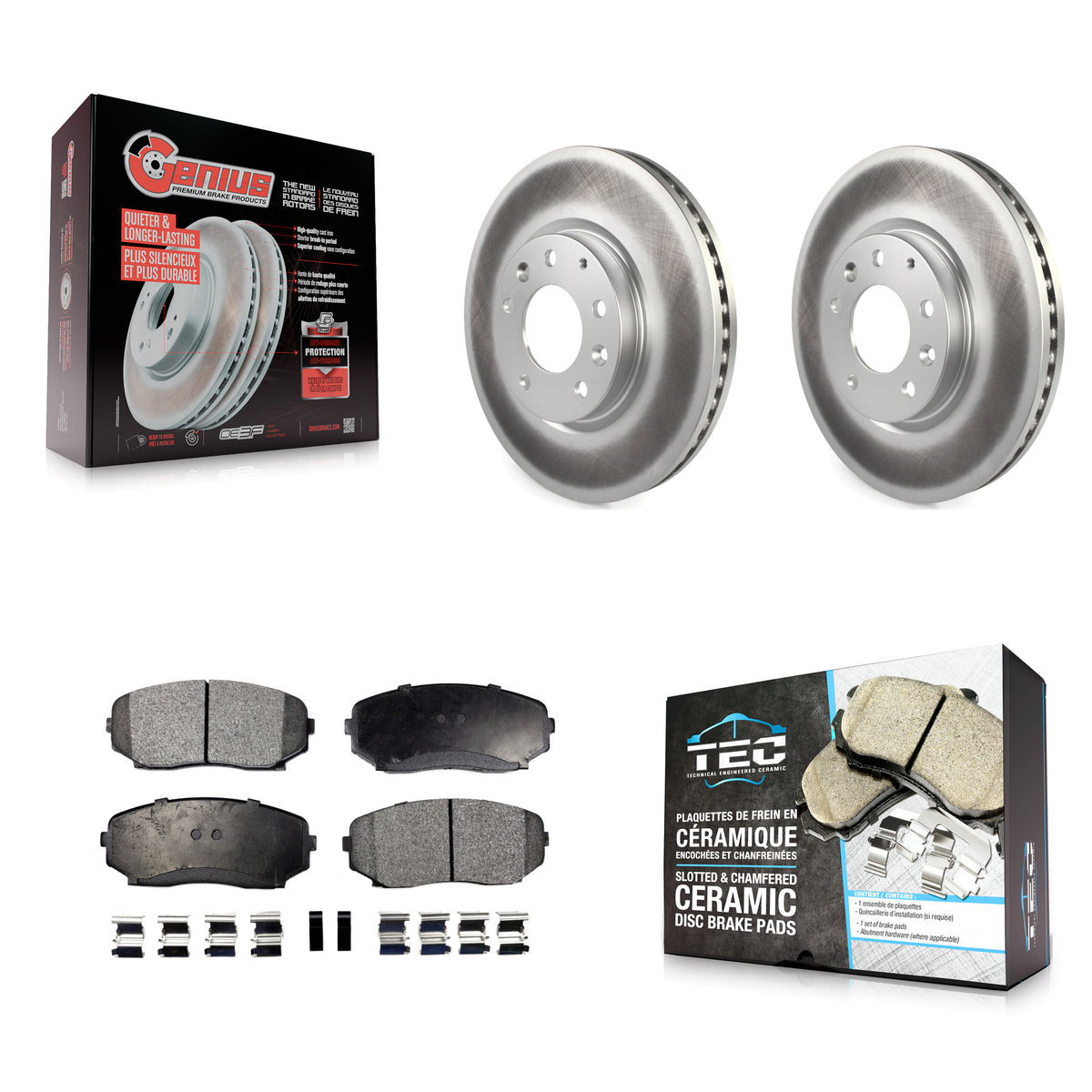 Front Coated Disc Brake Rotors And Ceramic Pads Kit For Mazda CX-7 Ford Edge Lincoln MKX KGT-100391
