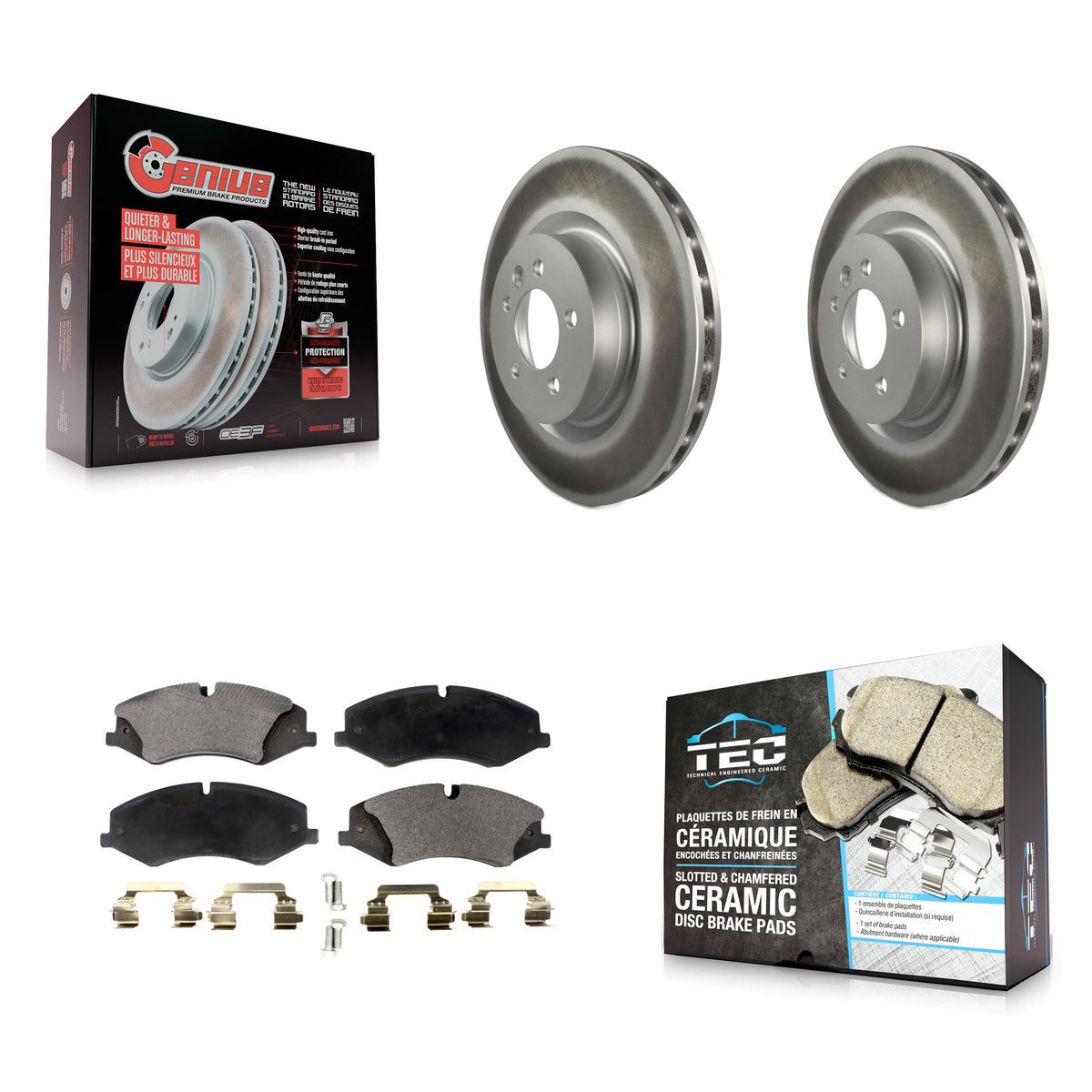 Front Coated Disc Brake Rotors & Ceramic Pad Kit For Land Rover Range Sport LR4 Discovery KGT-100393