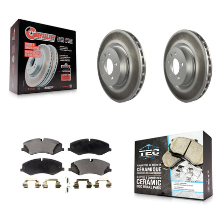 Front Coated Disc Brake Rotors & Ceramic Pad Kit For Land Rover Range Sport LR4 Discovery KGT-100393