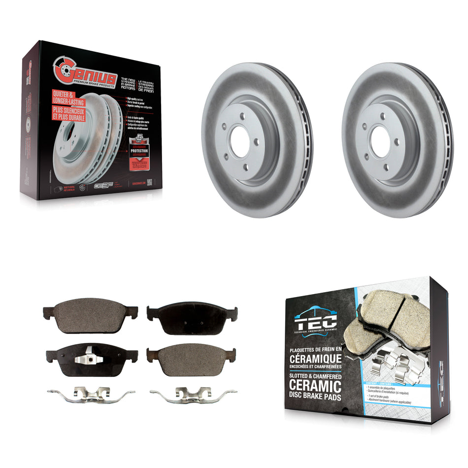 Front Coat Brake Rotor Ceramic Pad Kit For 2013-2018 Ford Focus With 320mm Diameter KGT-100400