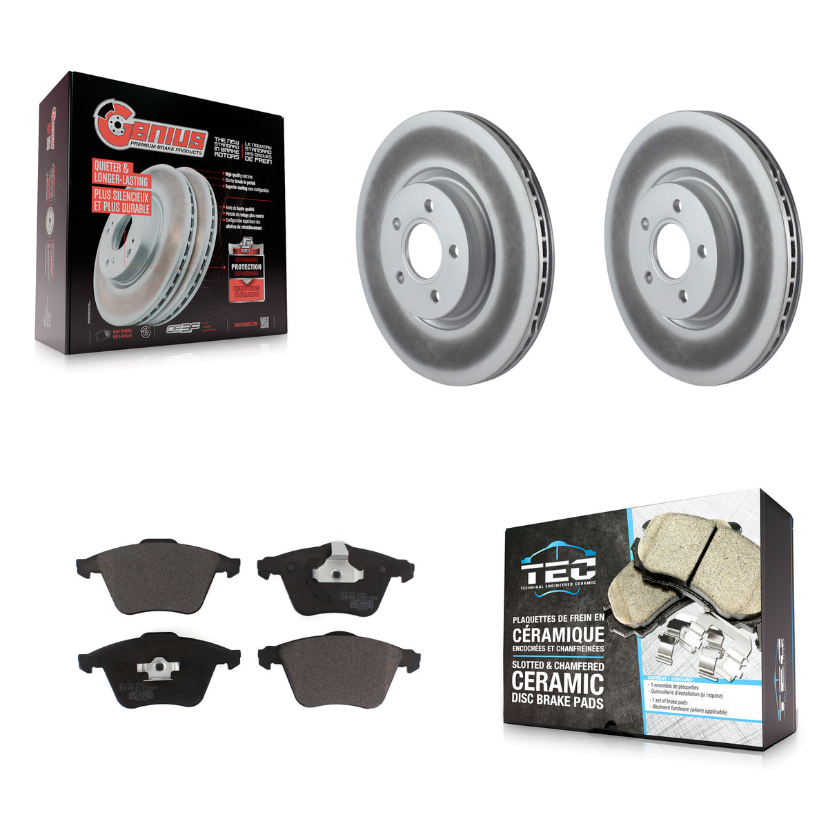 Front Coated Disc Brake Rotors And Ceramic Pads Kit For Volvo S40 V50 C70 KGT-100401