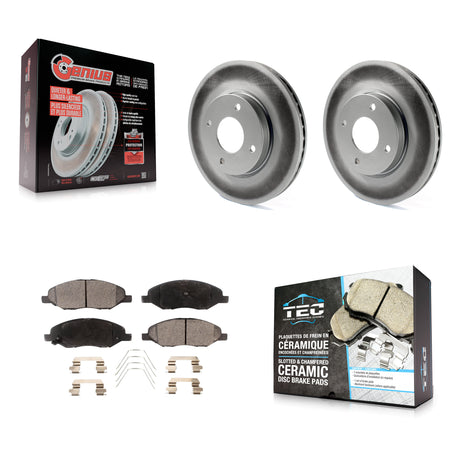 Front Coated Disc Brake Rotors And Ceramic Pads Kit For 2008 Nissan Versa 4-Wheel ABS KGT-100402