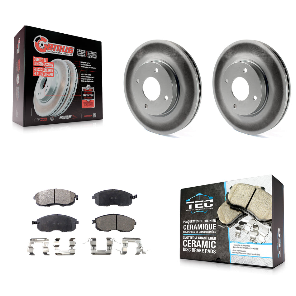 Front Coated Disc Brake Rotors And Ceramic Pads Kit For Nissan Versa Sentra Cube KGT-100403