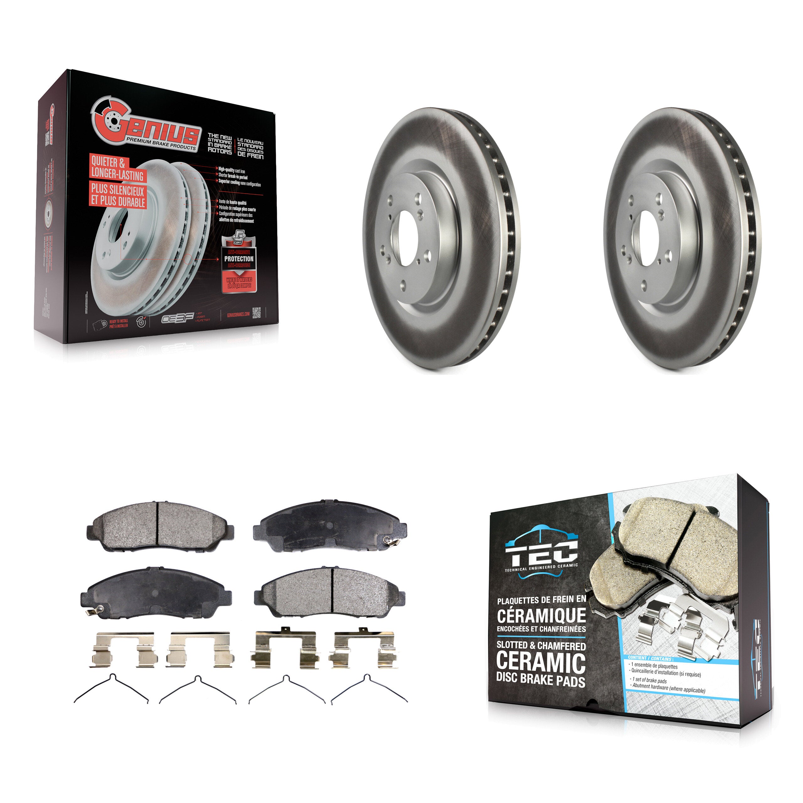 Front Coated Disc Brake Rotors And Ceramic Pads Kit For Honda Pilot Acura MDX RLX ZDX KGT-100405