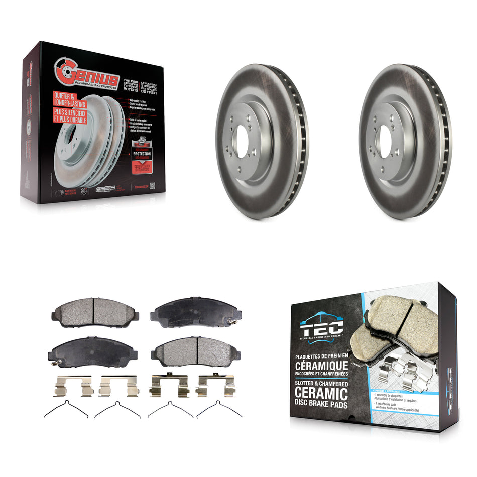 Front Coated Disc Brake Rotors And Ceramic Pads Kit For Honda Pilot Acura MDX RLX ZDX KGT-100405