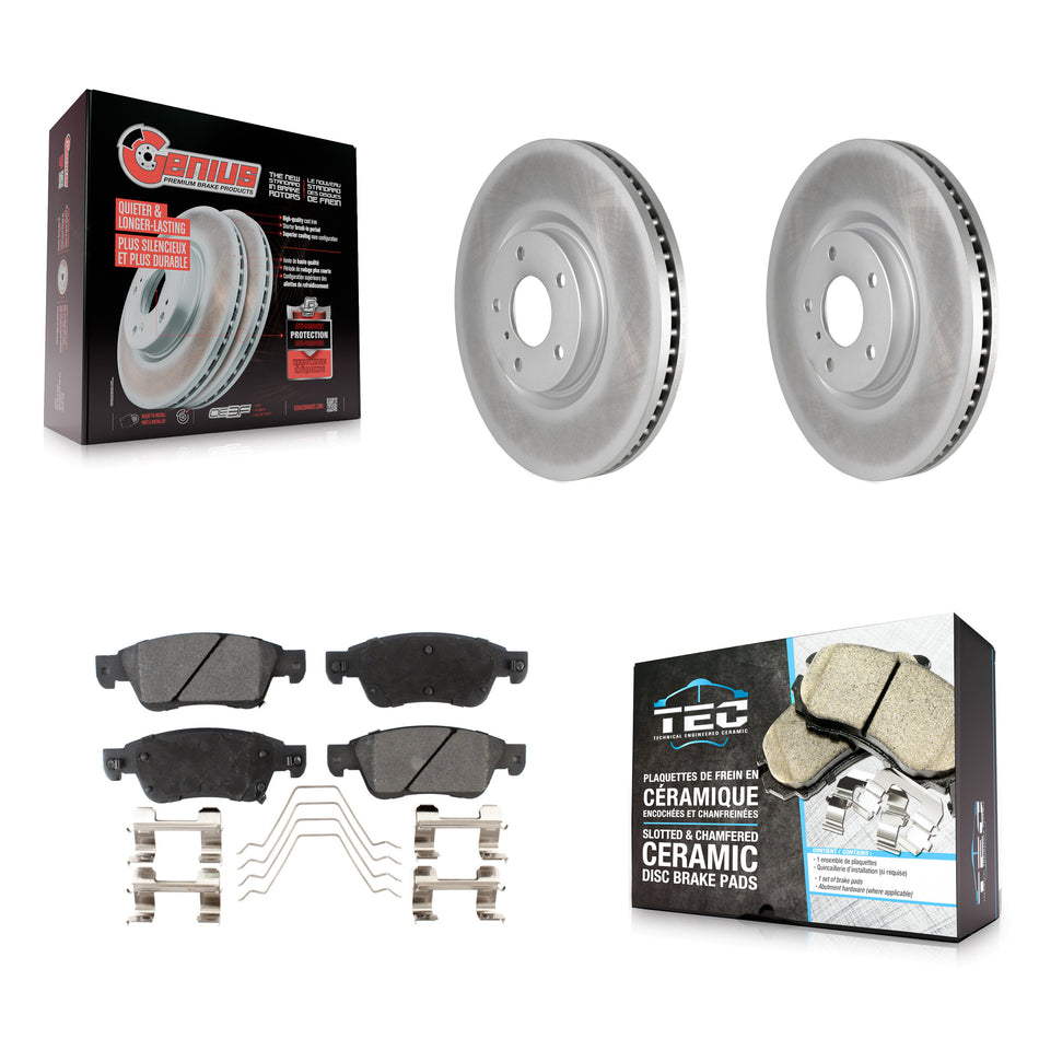 Front Coated Disc Brake Rotors And Ceramic Pads Kit For INFINITI G37 G35 Q60 KGT-100407