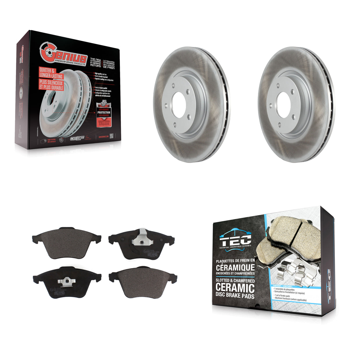 Front Coated Disc Brake Rotors And Ceramic Pads Kit For Mazda 3 KGT-100408
