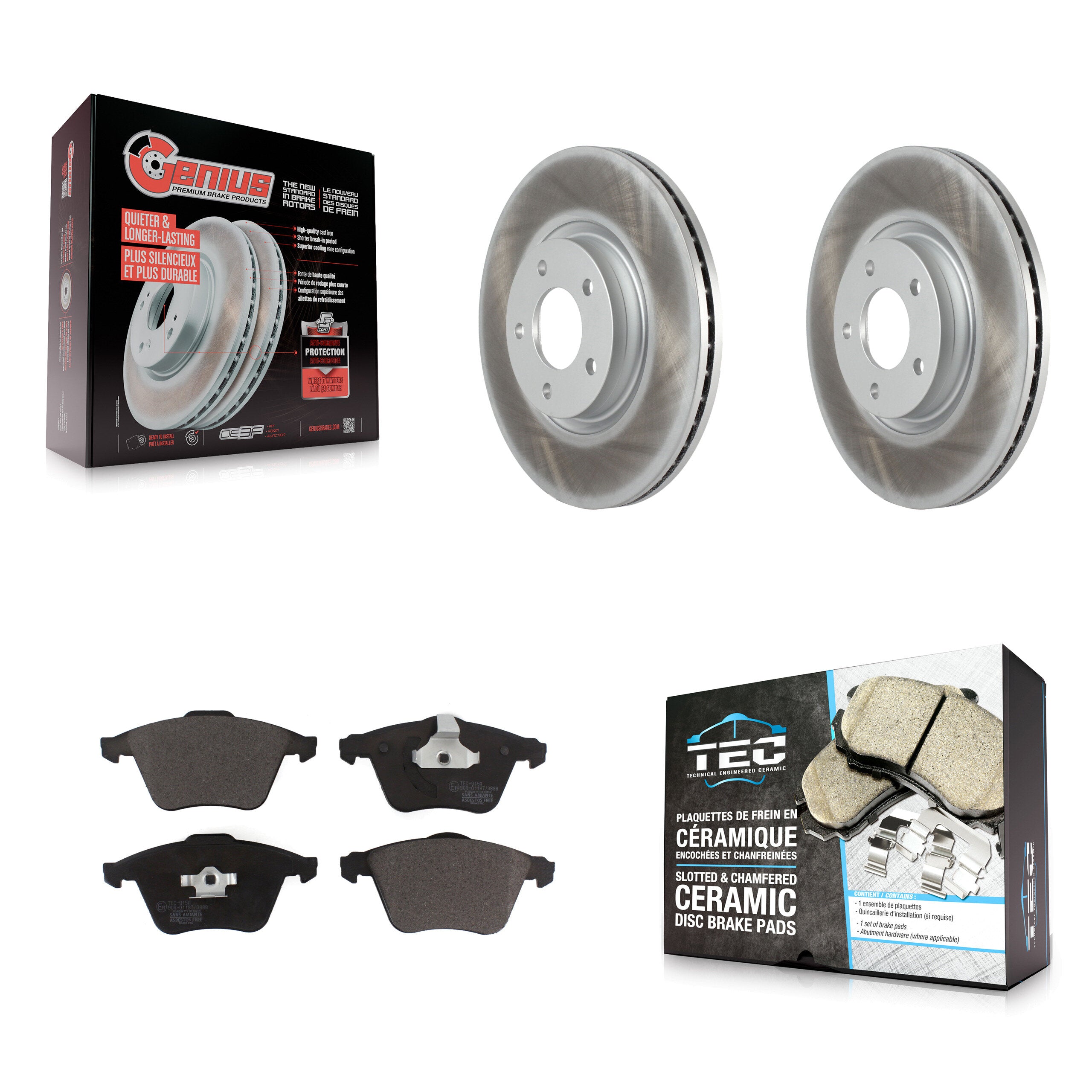 Front Coated Disc Brake Rotors And Ceramic Pads Kit For Mazda 3 KGT-100408