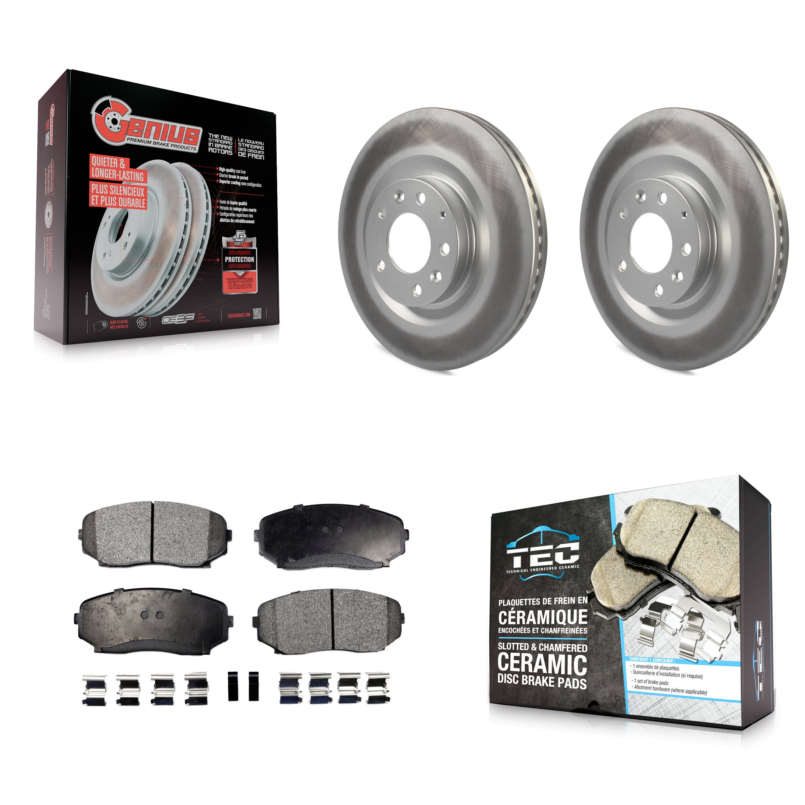 Front Coated Disc Brake Rotors And Ceramic Pads Kit For 2007-2015 Mazda CX-9 KGT-100409
