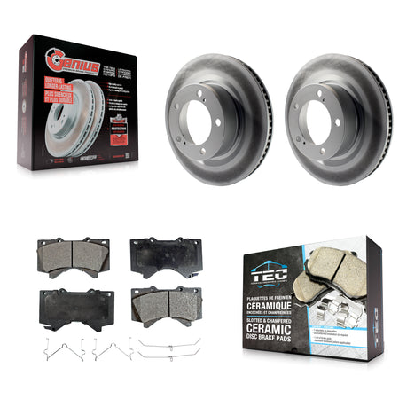 Front Coat Brake Rotor Ceramic Pad Kit For Toyota Tundra Sequoia Lexus LX570 Land Cruiser KGT-100410